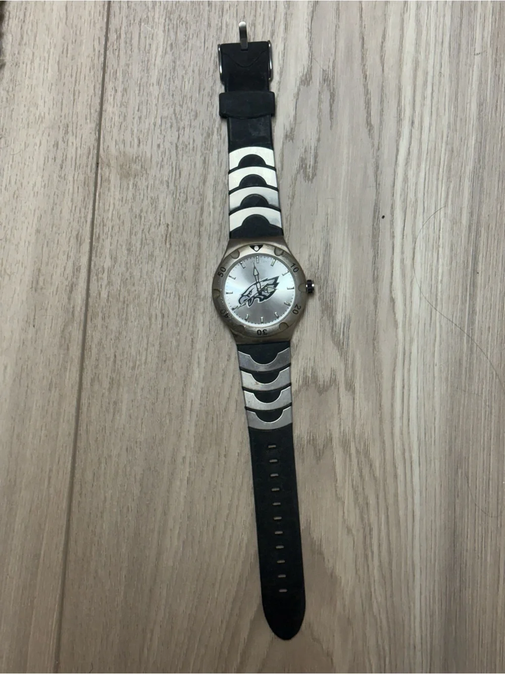 Game Time Philadelphia Eagles Silver and Black Logo Sports Watch
